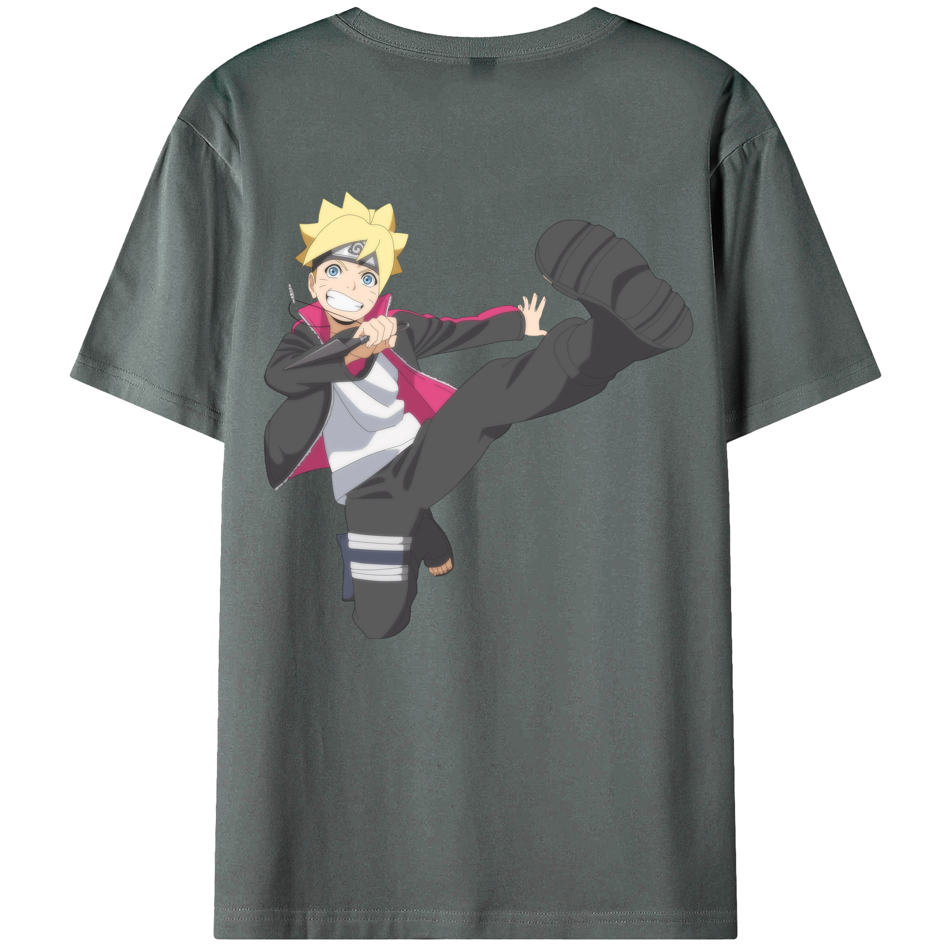 （画像用） NARUTO -ナルト- うずまき ボルト Uzumaki Boruto 綿100％ メンズ半袖Tシャツ（バックプリント） 通気性